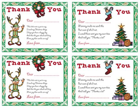 Printable Thank You Cards For Christmas